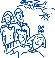 Happy Family with Plane in Background