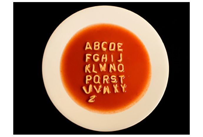 This is the easiest homemade tomato soup we could find and it has a fraction of the sodium that canned soup does. Kids love the alphabet and looking for their favourite letters or initial—just like we did when we were kids. 