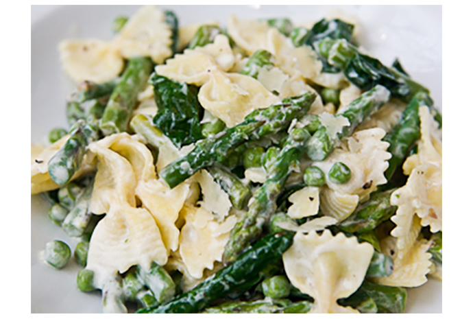 Everyone loves pasta, so throw in a few bits of asparagus and more of your favourite green veggies for a simple week-night family dinner.