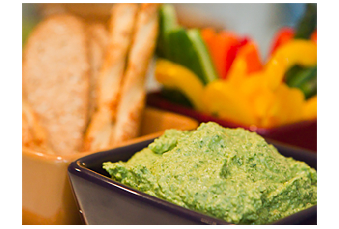 It's healthy, it's delicious and it's low fat. Now dip your veggies into this spinach hummus and you are seriously Supermom. Serve it up to guests or use it as a fun way to eat fresh veggies (or crackers) with the kids.
