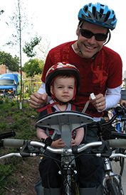 Father and son on bikes