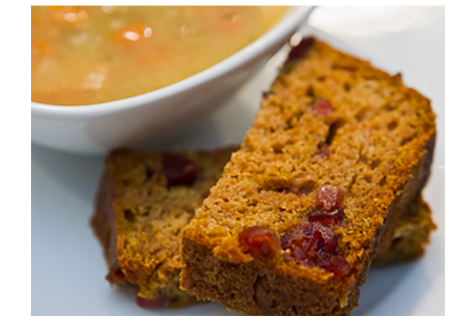 It's not a cake; it's a loaf, so you can serve it as a Toddler Meal with a side of soup, chili or some fruit. This recipe for Cranberry Pumpkin Loaf makes a great snack for any age.