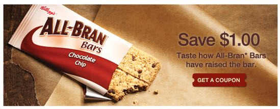 Save $1.00. Taste how All-Bran Bars have raised the bar. Get a coupon, click here.