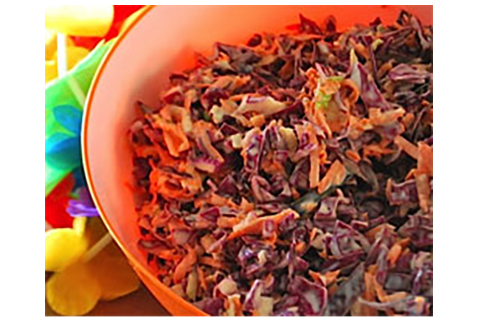 Add a splash of colour to your salad with this creamy coleslaw recipe.