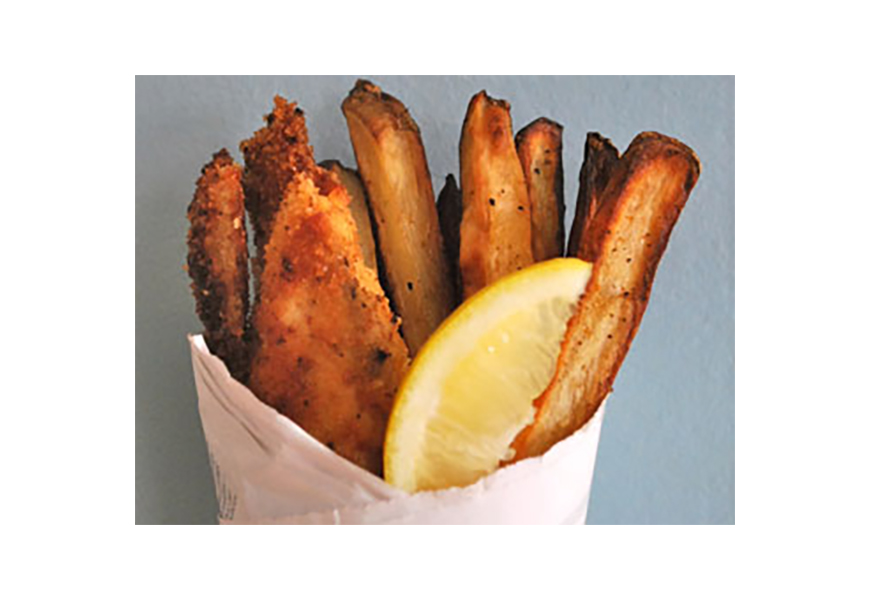 No plates required for this European-style, finger-food fish & chip fave.
