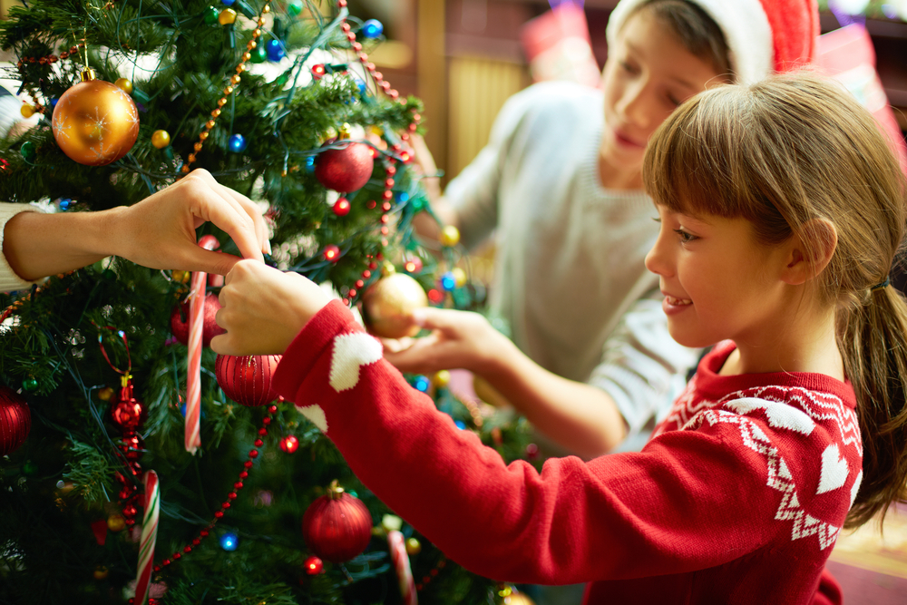 Kids Decorating Christmas Tree