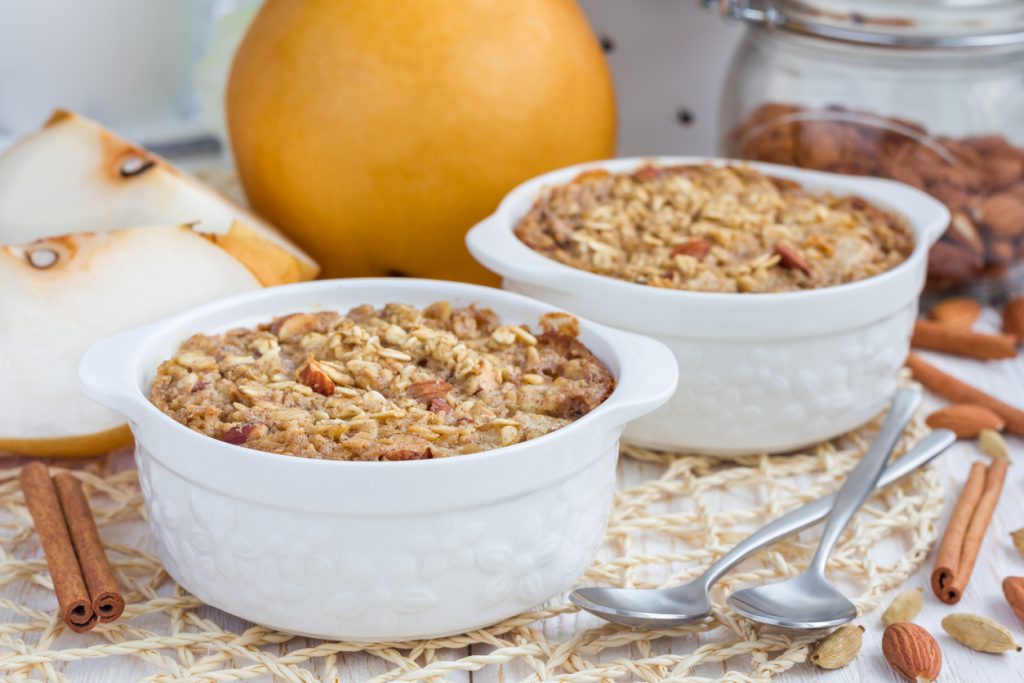 Baked oatmeal with nuts, almond milk, spices and asian pear Easy Baked Oatmeal Recipe - SavvyMom