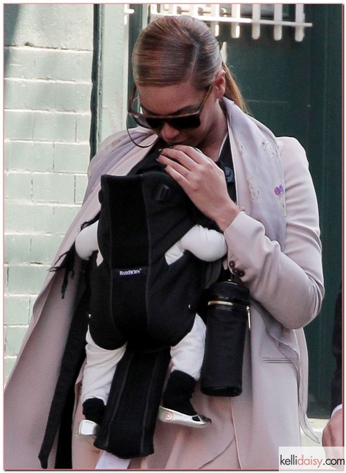 Beyonce Hits The Streets With Little Blue Singer Beyonce enjoyed yet another stroll with her baby girl Blue Ivy Carter strapped to her chest in New York City, New York on March 13, 2012