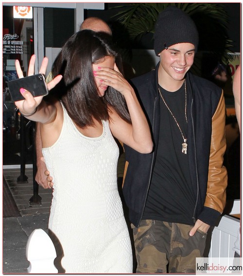 Couples Justin Bieber, Selena Gomez, Ashley Benson and Ryan Good out for some fun and dinner at a sports bar in St. Petersburg, Florida on March 11, 2012. Shortly after arriving Justin stormed out of the bar and Selena chased him to the car. His security team drove them down the street to an alley where they had a private conversation. They then returned to the restaurant and upon leaving they all seem like they had a little too much to drink even though they aren't old enough to drink.