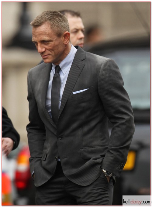 Actor Daniel Craig is pictured filming for the new James Bond Film 'Skyfall' in Whitehall, London. RESTRICTIONS APPLY: USA/AUSTRALIA/NEW ZEALAND ONLY