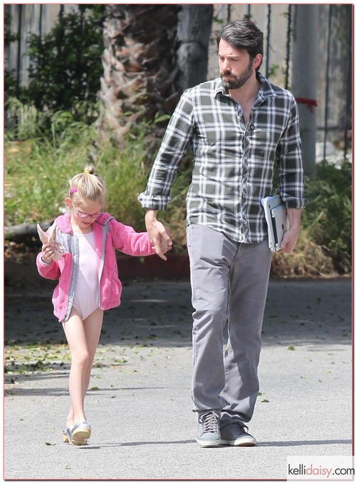 Actor Ben Affleck seen with his daughter Violet at ballet class in Santa Monica, California on April 21, 2012.