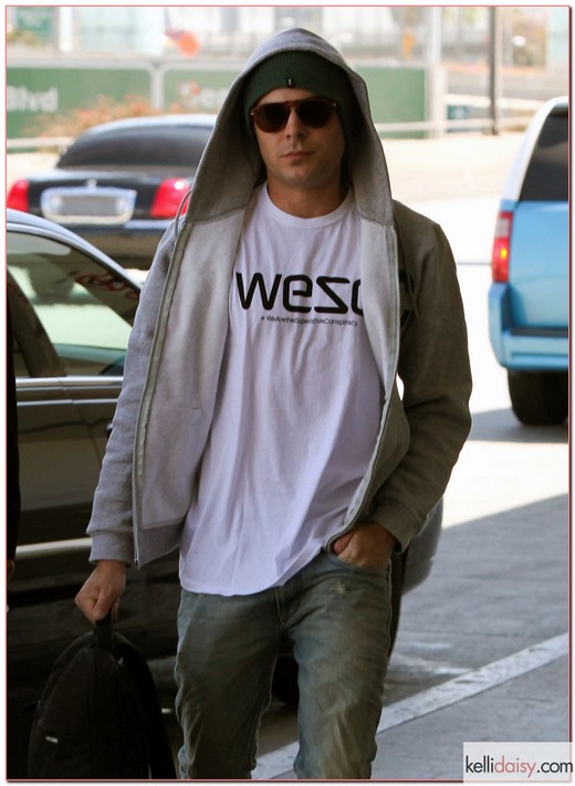 Actor Zac Efron arrived at the LAX Airport in Los Angeles, California on April 17, 2012 to head out of town as part of his promotional tour for his latest film ?The Lucky One.?