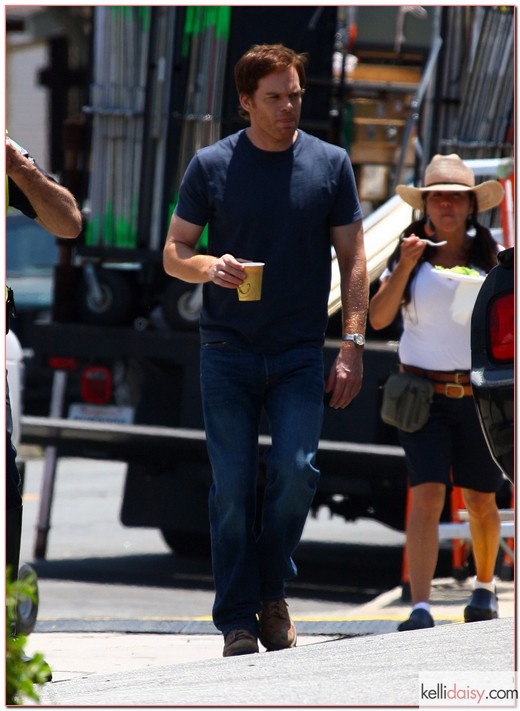 &quot;Dexter&quot; star Michael C Hall was filming season 7 of his show &quot;Dexter&quot; outside a gas station in West Hollywood, California on May 31, 2012.