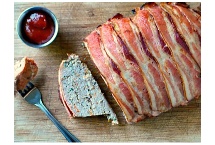 Any hostess with the mostess knows comfort food is making a comeback, and meatloaf is no exception. Surprise your guests with this soon-to-be family-favourite recipe with turkey, sauteed veggies and bacon.