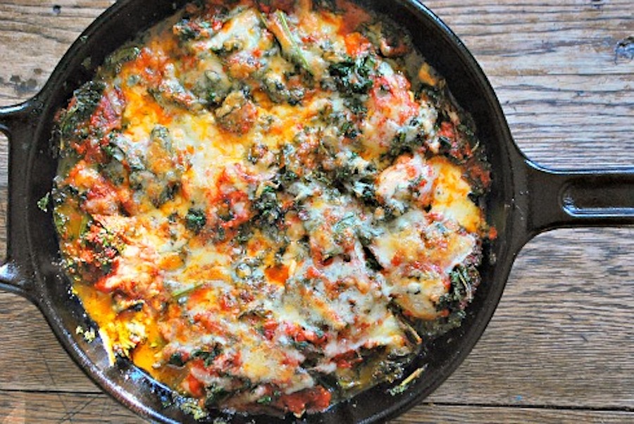 Chicken and Kale Pizza Bake