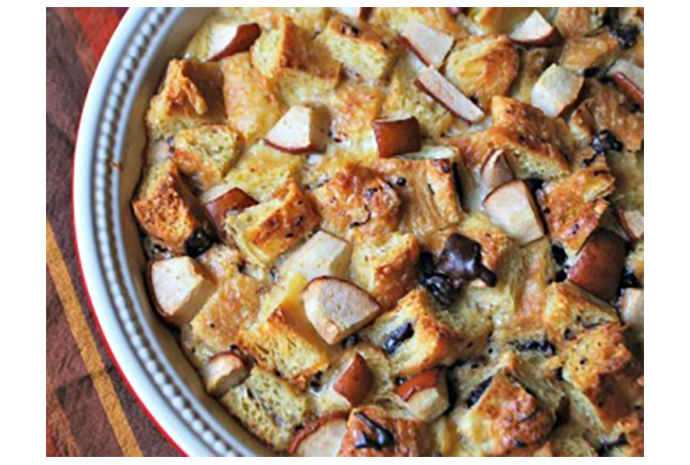 Whether you're expecting your boss, the in-laws or your kids' friends for dinner, this oh-so-easy chocolate bread pudding is a dessert meant for sharing with guests. Made with store-bought chocolate croissants and everyday pantry ingredients, this dish can be quickly prepared in the morning and left to bake while you enjoy dinner with your company.