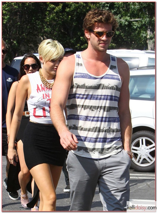 50883087 Actress Miley Cyrus and her boyfriend Liam Hemsworth out grocery shopping at Whole Foods in Studio City, California on September 11, 2012. Miley and Liam were involved in an altercation with an unnamed man at the Beacher's Madhouse at the Roosevelt Hotel on Sunday which is currently being investigated by the police. FameFlynet, Inc - Beverly Hills, CA, USA - +1 (818) 307-4813