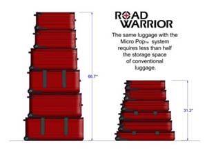 Road Warrior luggage compared to today's standard luggage.  (PRNewsFoto/Road Warrior luggage)