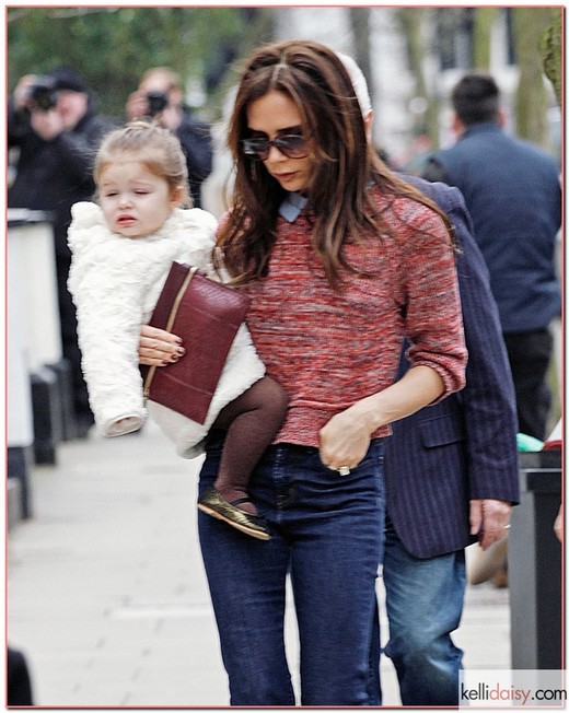 51048840 Singer Victoria Beckham steps out with her daughter Harper and her parents Anthony and Jackie Adams on March 26, 2013 in London, England. FameFlynet, Inc - Beverly Hills, CA, USA - +1 (818) 307-4813 RESTRICTIONS APPLY: USA ONLY