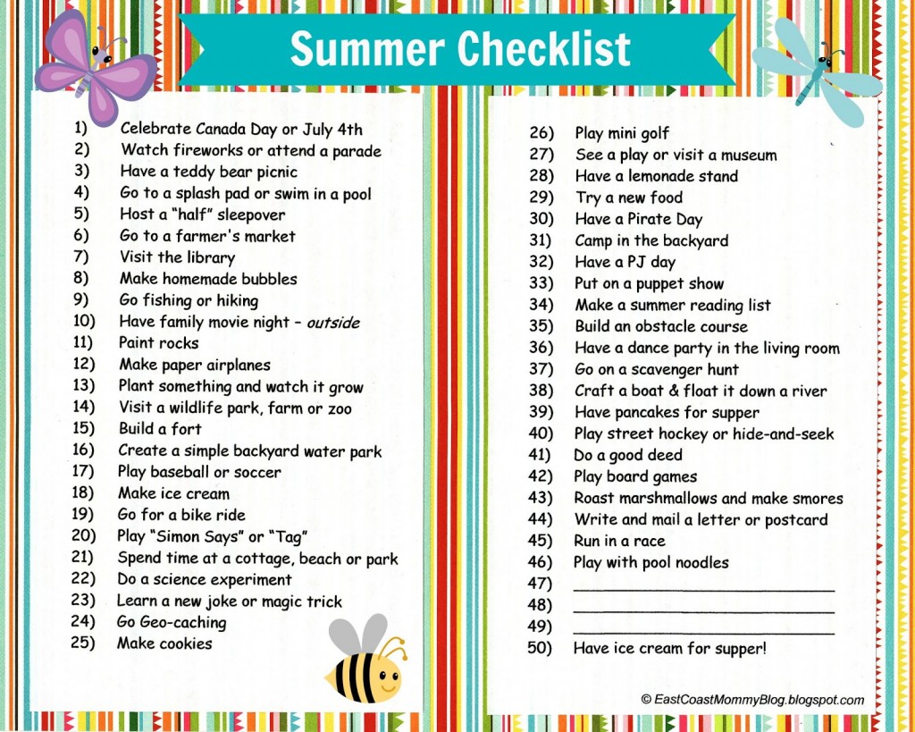 SummerChecklist8X10