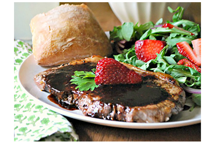 Grilled steak is dialed up a notch when topped with this simple balsamic and strawberry sauce for a flavourful condiment that couldn't be easier to make. Serve alongside a salad of arugula and sliced strawberries with a hunk of fresh bread for a complete 30-minute meal. 