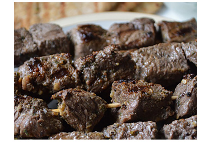 Gather your friends and impress them with these savoury yet simple beef kebabs guaranteed to please everyone around your table. The basic prep work can be done up to eight hours in advance, leaving you with plenty of time to mingle before the beef hits the grill. 