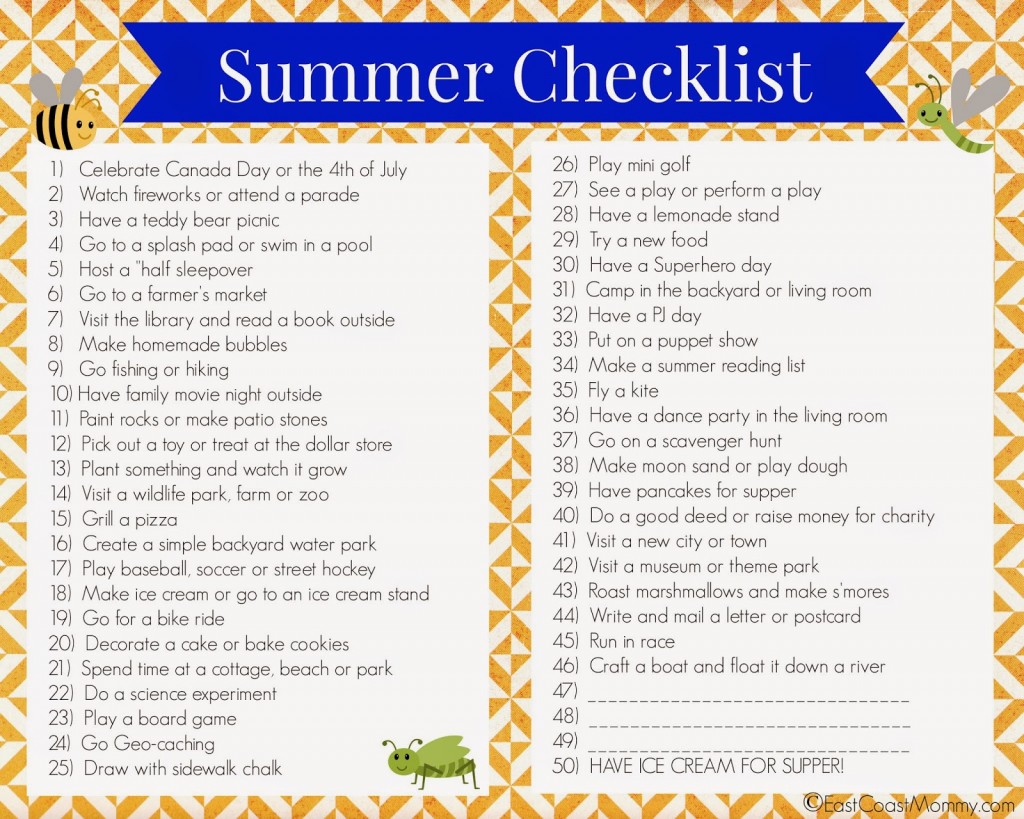 2014SummerChecklist_Generic 2014SummerChecklist_Generic