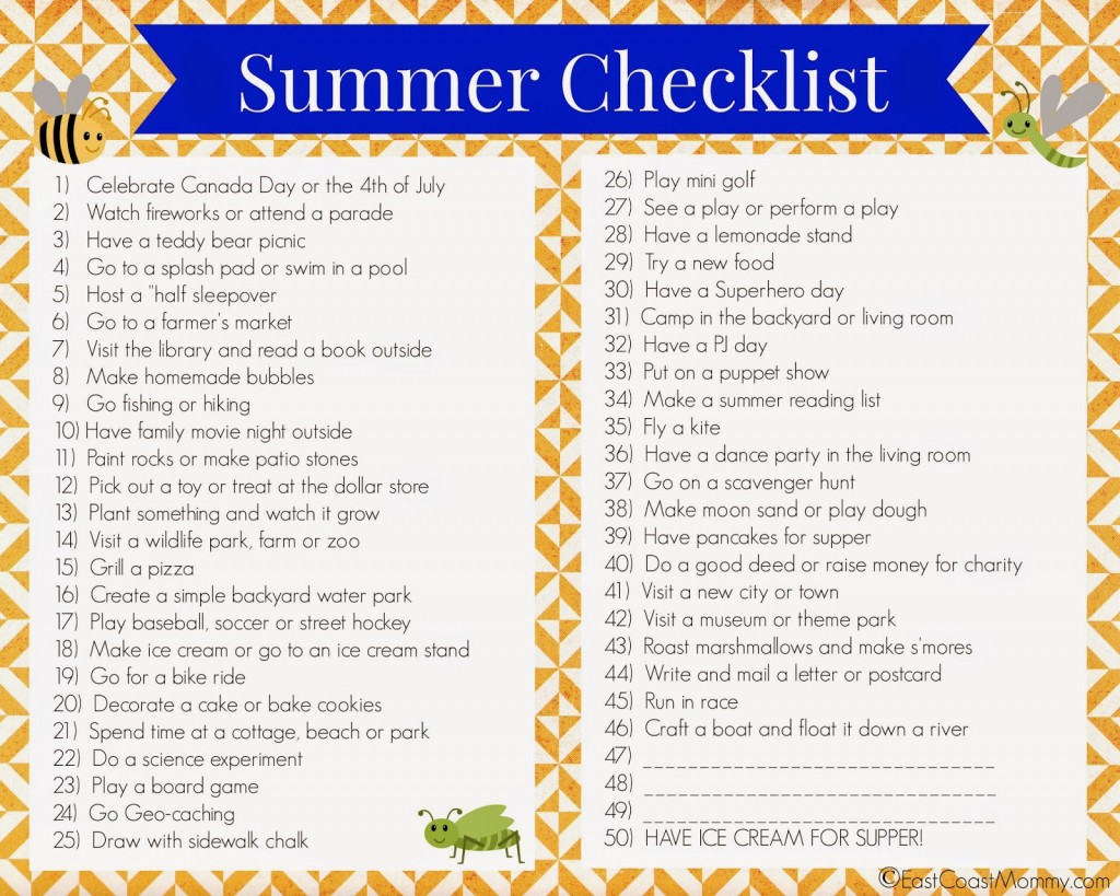 2014SummerChecklist_Generic