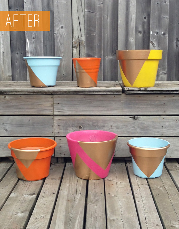 Bold-and-Gold-Spray-Painted-Flower-Pots