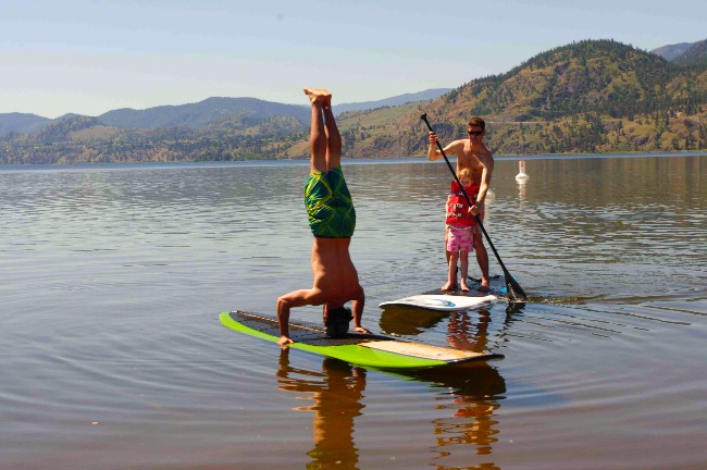 Headstand-on-a-surf-board