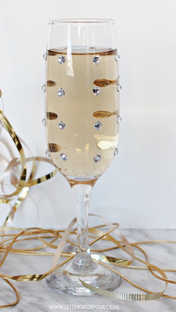 Quick and Easy DIY Rhinestone Champagne Glasses SavvyMom