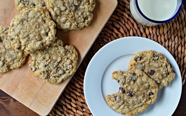 Giant Homemade Oatmeal Chocolate Chip Cookies