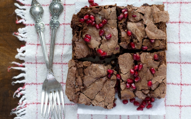 Chocolate Brownies with Pomegranate Seeds