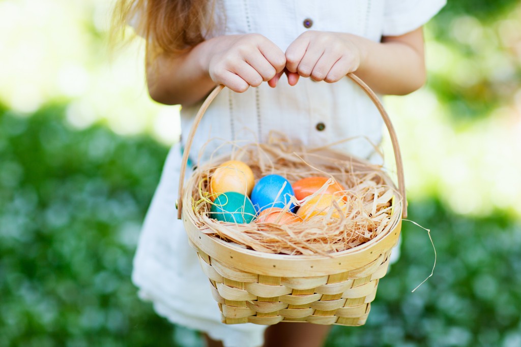 Colorful Easter eggs Close up of colorful Easter eggs in a basket