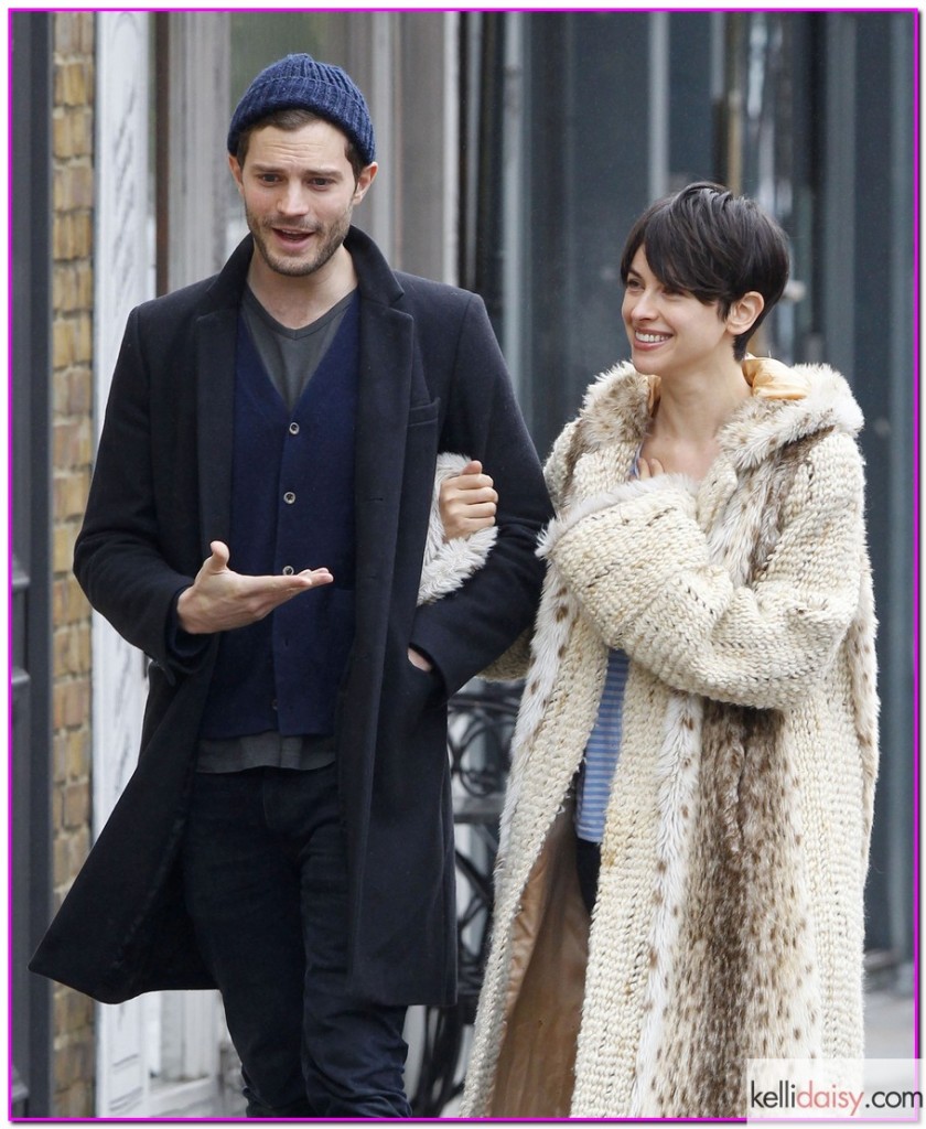 Jamie Dornan & Wife Amelia Make A Starbucks Run In London 51664633 'Fifty Shades Of Grey' actor Jamie Dornan makes a Starbucks run with his wife Amelia in London, England on February 25, 2015. Rumors have been swirling that Jamie, who played Christian Grey in the hit film inspired by the trilogy of erotic novels, had decided to not reprise his role due to his wife's discomfort with the film's racy sex scenes. But his representative shot down those rumors, "Jamie is delighted that the film is breaking box office records worldwide and whilst the studio has not made any formal announcements about sequels, he is looking forward to making the next film." FameFlynet, Inc - Beverly Hills, CA, USA - +1 (818) 307-4813 RESTRICTIONS APPLY: USA ONLY