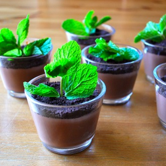 A simple stove-top chocolate pudding, lightly infused with a little peppermint extract, makes for a perfectly easy dessert that even the littlest of kids can help prepare.
