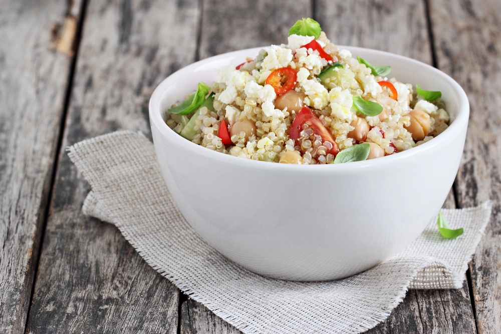 Healthy Quinoa Salad with Feta, Tomatoes and Cucumbers