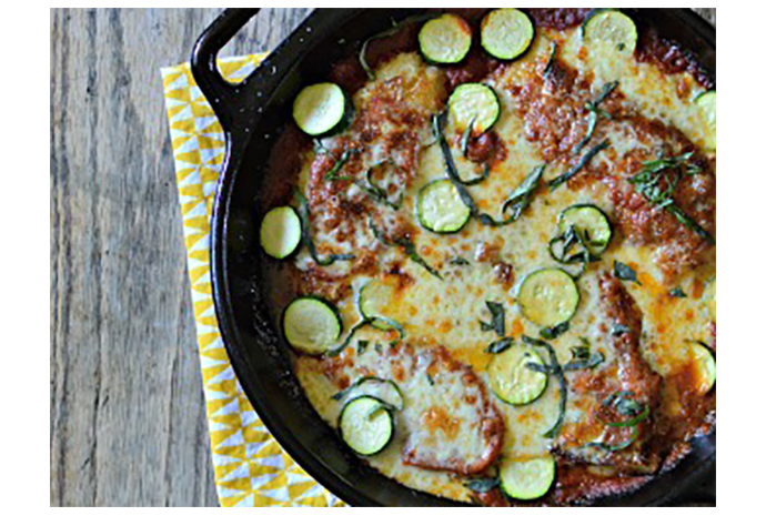 This classic comfort food with a seasonal spin is guaranteed to become a family favourite, and the fact that it's a one-pan dinner that moves swiftly from stovetop to table is just an added benefit. Store-bought tomato sauce works fine in this dish, but when tomatoes are in peak season, don't hesitate to make your sauce from scratch.