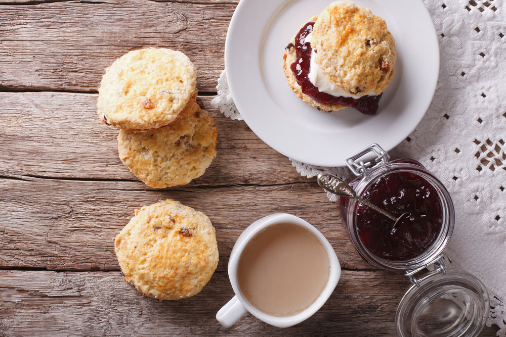 Scones with Cream, Jam and Coffee