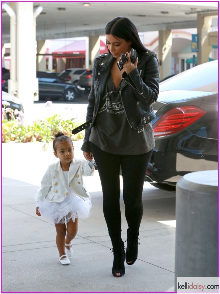 51756624 Reality stars Kim Kardashian and her sister Kourtney take their daughters to the Westfield Mall after dance class on May 28, 2015 in Woodland Hills, California. According to a story in Us Weekly, Kim and her husband Kanye West may look to surrogacy due to fertility issues after a year of trying to get pregnant again. FameFlynet, Inc - Beverly Hills, CA, USA - +1 (818) 307-4813