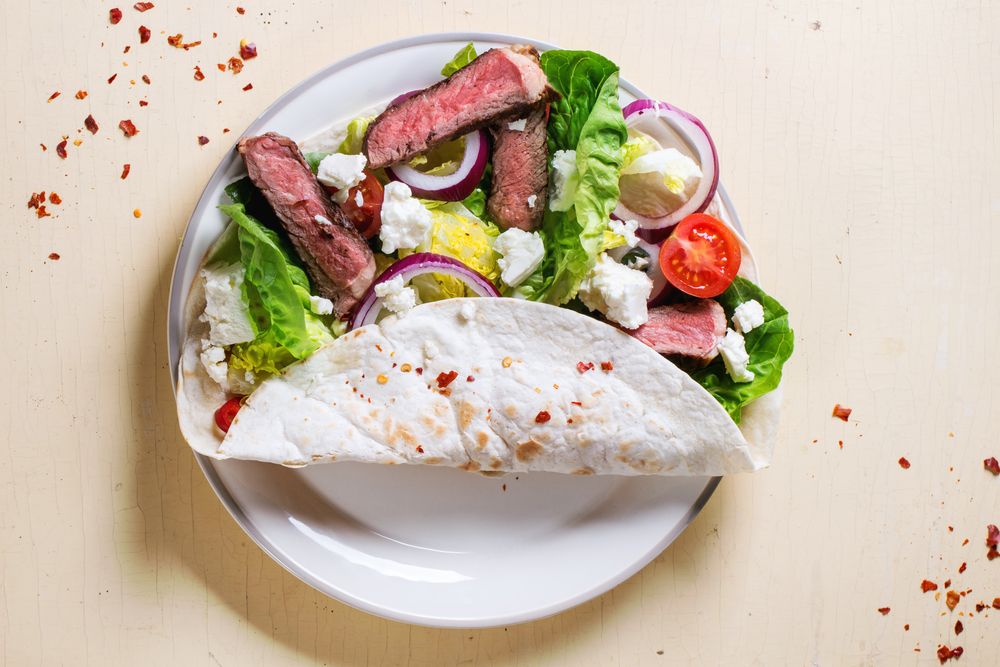 Grilled Steak and Feta Wrap, Easy weeknight dinner recipe