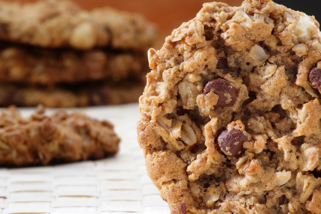 Fresh baked chocolate chip macadamia nut cookie.