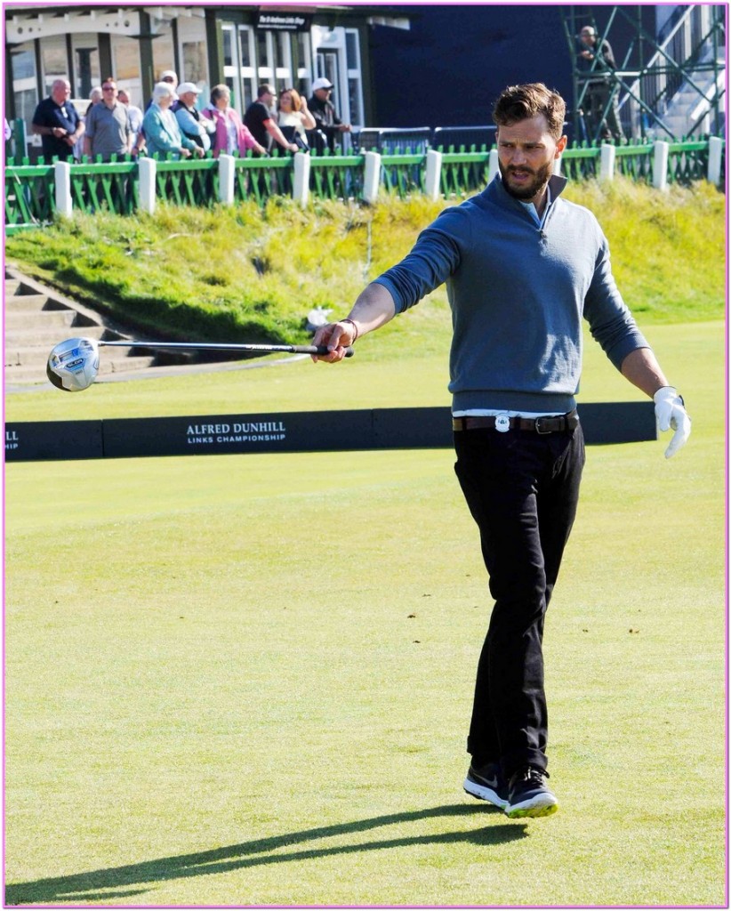 51864864 Celebrities seen during the final practice round of the 2015 Alfred Dunhill Links Championship at The Old Course on September 30, 2015 in St Andrews, Scotland. Celebrities seen during the final practice round of the 2015 Alfred Dunhill Links Championship at The Old Course on September 30, 2015 in St Andrews, Scotland.
Pictured: Jamie Dornan FameFlynet, Inc - Beverly Hills, CA, USA - +1 (818) 307-4813 RESTRICTIONS APPLY: USA/CHINA ONLY