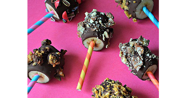 Frozen Candy-Coated Banana Pops