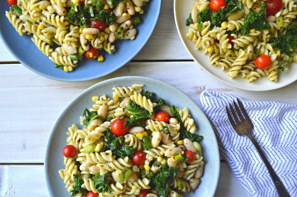 Curly Kale, Corn and Tomato Fusilli