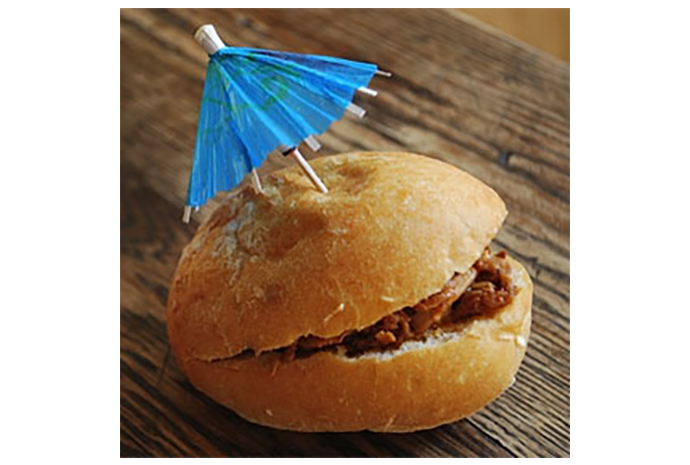Pulled pork sliders are great for your luau's little hands (and large appetites).