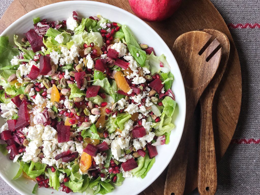 Colourful Winter Salad with Brussels Sprouts, Clementines and Pomegranates - SavvyMom