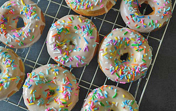 Baked Birthday Cake Donuts