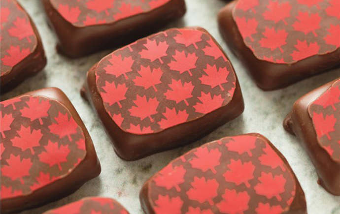 Maple Leaf printed chocolates