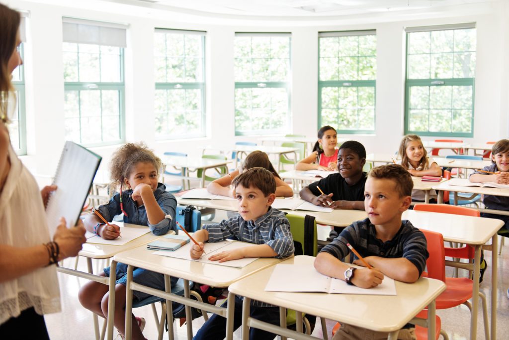 School kids in classroom